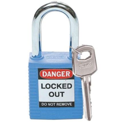 Keyed Lockout Padlock, Keyed Different, Nylon, Blue, 38.1mm Width, Weatherproof