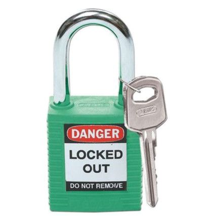 Keyed Lockout Padlock, Keyed Different, Nylon, Green, 38.1mm Width, Weatherproof