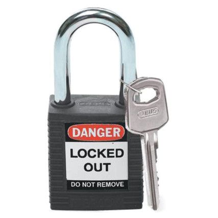 Keyed Lockout Padlock, Keyed Different, Nylon, Black, 38.1mm Width, Weatherproof