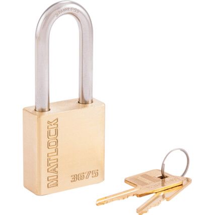 Keyed Padlock, Keyed Different, Brass, Gold, 45mm Width, Weatherproof