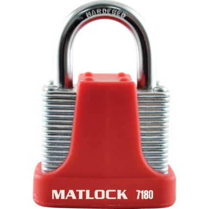 Keyed Padlock, Keyed Alike, Steel, Red, 40mm Width, Weatherproof