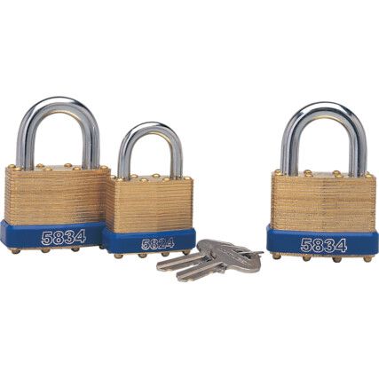 Keyed Padlock, Keyed Different, Brass, Bronze, 40mm Width, Weatherproof