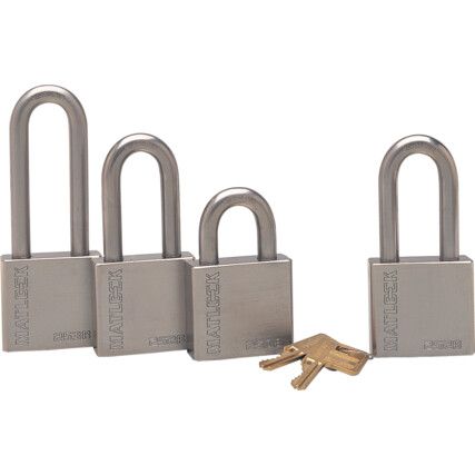 Keyed Padlock, Keyed Different, Hardened Steel, Silver, 50mm Width, Weatherproof