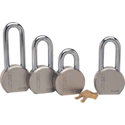 Keyed Padlock, Keyed Different, Hardened Steel, Silver, 63.5mm Width, Weatherproof