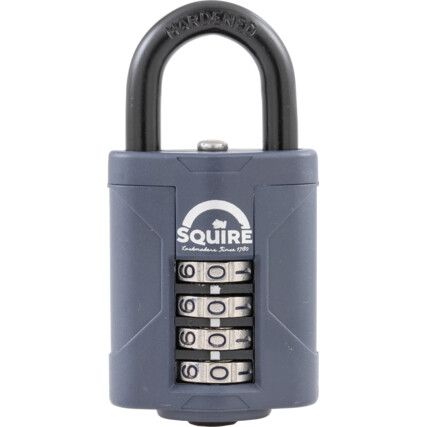 Combination Padlock, Die Cast Alloy, Black, 40mm Width, Weatherproof