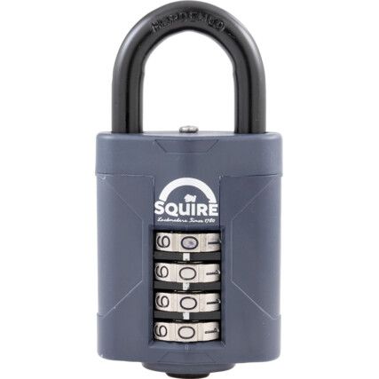 Combination Padlock, Die Cast Alloy, Black, 50mm Width, Weatherproof