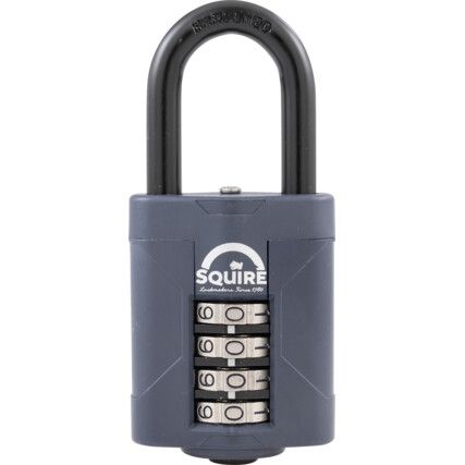 Combination Padlock, Die Cast Alloy, Black, 50mm Width, Weatherproof