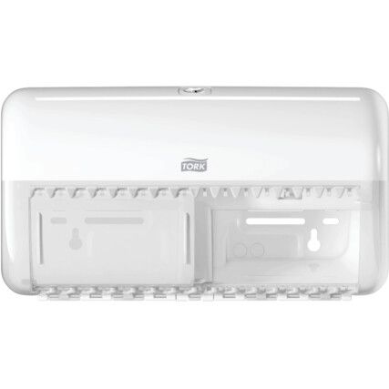 557000 Tork White Twin Toilet Roll Dispenser