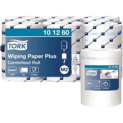 Centrefeed, White, 1 Ply, 6 Rolls per Case, 160m per Roll
