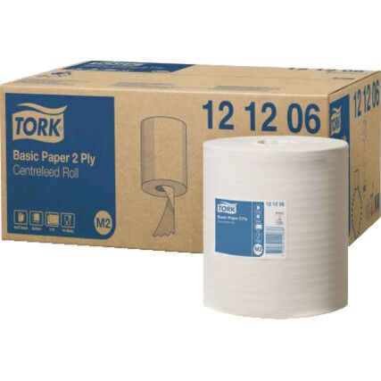 Tork Basic Centrefeed, White, 2 ply, 160m per roll, 6 rolls per case