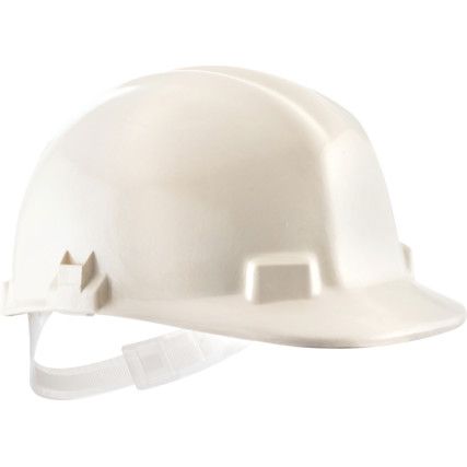 Vulcan™, Safety Helmet, White, Fiberglass, Not Vented, Full Peak, Includes Side Slots