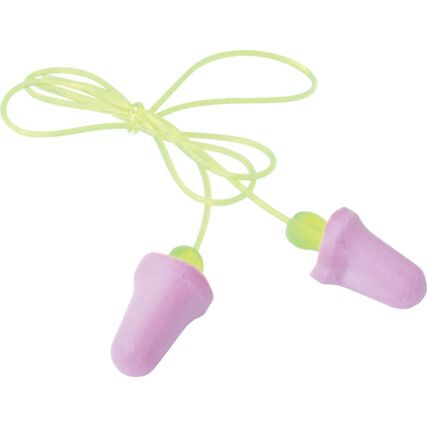 No-Touch, Disposable Ear Plugs, Corded, Not Detectable, Cone, 35dB, Pink, Foam, Pk-1 Pair