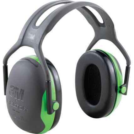 Ear Defenders, Over-the-Head, No Communication Feature, Dielectric, Black/Green Cups