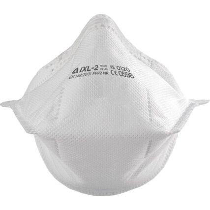 IX Series Disposable Mask, Unvalved, White, FFP2, Filters Dust/Particulates, Pack of 20