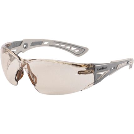 Safety Glasses, I/O Lens, Wraparound, Grey/White Frame, Anti-Fog/Scratch-resistant