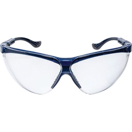 Safety Glasses, Clear Lens, Half-Frame, Blue Frame, Impact-resistant/Scratch-resistant/UV-resistant