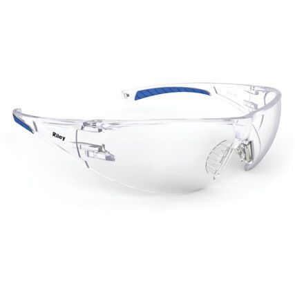 Kosma, Safety Glasses, Clear Lens, Wraparound, Blue/Clear Frame, Anti-Fog/Impact-resistant/Scratch-resistant/UV-resistant