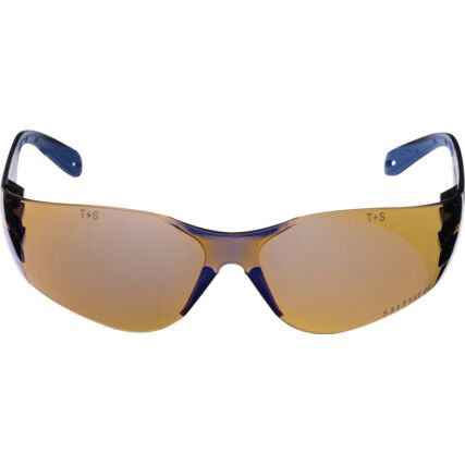 Safety Glasses, Blue Mirror Lens , Frameless, Blue Frame, High Temperature Resistant/Impact-resistant/Sun Glare/UV-resistant