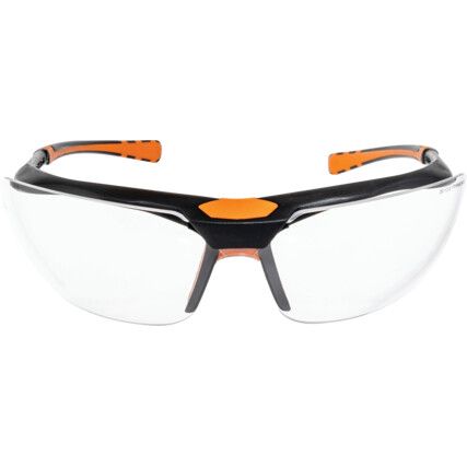 Safety Glasses, Clear Lens, Half-Frame, Black/Orange Frame, Anti-Fog/Impact-resistant/Scratch-resistant/UV-resistant