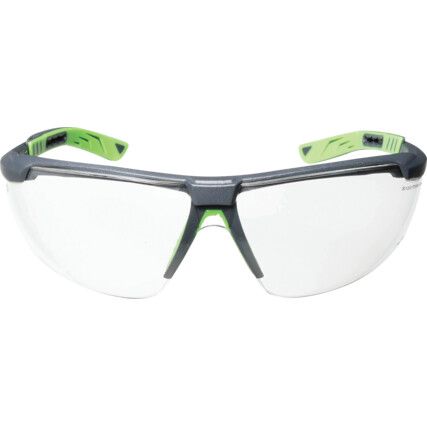 Safety Glasses, Clear Lens, Half-Frame, Black/Green Frame, Anti-Fog/Impact-resistant/Scratch-resistant/UV-resistant