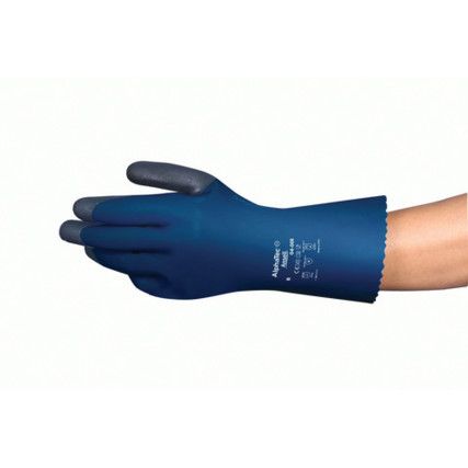 04-004 Alphatec, Chemical Resistant Gauntlet, Blue, Nitrile/PVC, Unlined, Size 10