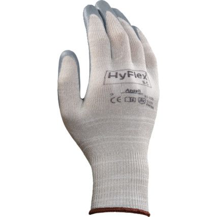 11-100 HyFlex® Mechanical Hazard Gloves, Grey, Nylon Liner, Nitrile Coating, EN388: 2016, 2, 1, 3, 1, A, Size 6