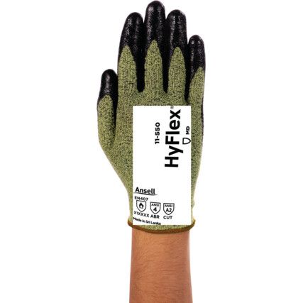 11-550 HyFlex, Cut Resistant Gloves, Green/Black, Size 10