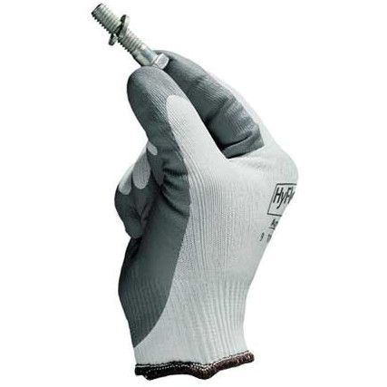 11-800 VP HyFlex® Mechanical Hazard Gloves, Grey/White, Nylon Liner, Nitrile Coating, EN388: 2016, 3, 1, 3, 1, A, Size 8