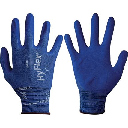 11-818 HyFlex® Fortix Mechanical Hazard Gloves, Blue, Nylon Liner, Nitrile Coating, EN388: 2016, 3, 1, 2, 1, A, Size 6