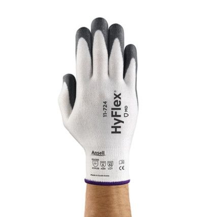 11-724 VP HyFlex® Intercept Cut Resistant Gloves, Black/White, EN388: 2016, 4, 3, 4, 2, B, PU Palm, Lycra, Vend Pack, Size 10