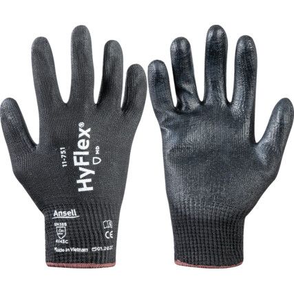 11-751 Hyflex Intercept Cold Resistant Gloves, Black, EN388: 2016, 4, X, 4, 3, C, Nitrile Palm, Fibreglass/HPPE/Nylon/Spandex, Size 6