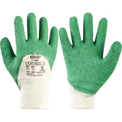 16-500 Gladiator Cut Resistant Gloves, Green/White, Rubber Coating, EN388: 2016, 3, 1, 4, 1, B, Size 7