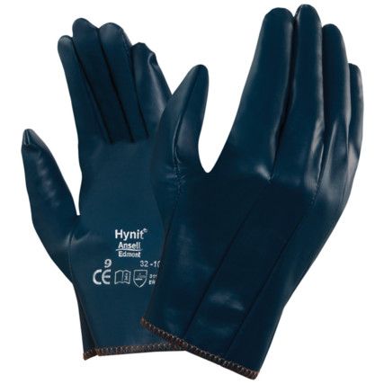 32-105 Hynit® Mechanical Hazard Gloves, Blue, Cotton/Polyester Liner, Full Nitrile Coating, EN388: 2016, 3, 1, 1, 1, A, Size 7