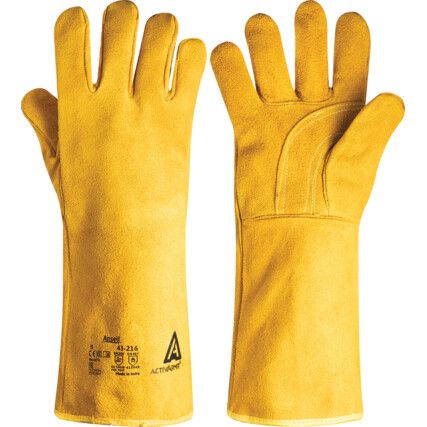 43-216 ActivArmr WorkGuard Welding Gloves, Yellow, Kevlar/Leather, 370-415mm, Size 10