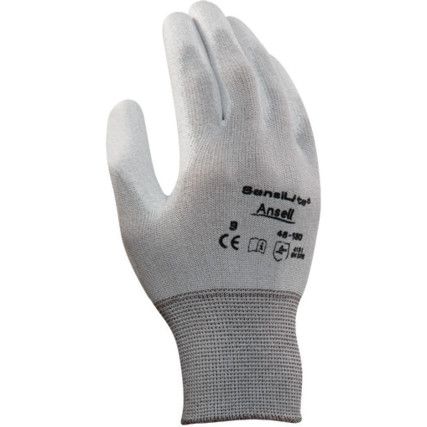 48-130 HyFlex® Mechanical Hazard Gloves, White, Polymer Liner, Polyurethane Coating, EN388: 2016, 4, 1, 3, 1, A, Size 6