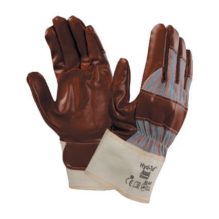 52-547 Hyd-Tuf Mechanical Hazard Gloves, Brown, Cotton Liner, Nitrile Coating, EN388: 2016, 3, 1, 1, 1, A, Size 9