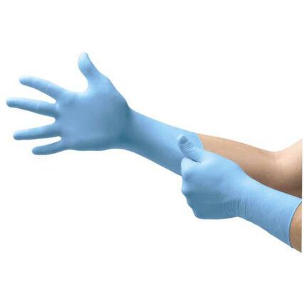 93-163 TouchNTuff Disposable Gloves, Blue, Nitrile, 6.7mil Thickness, Powder Free, Size 7.5-8