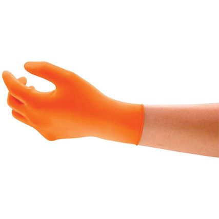 Microflex 93-856 Disposable Gloves, Orange, Nitrile, 5.1mil Thickness, Powder Free, Size 10, Pack of 100