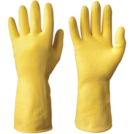 87-063 Alphatec Chemical Resistant Gauntlet, Yellow, Latex, Cotton Flocked Liner, Size 7.5