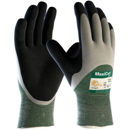 Maxicut, Cut Resistant Gloves, Black/Green, EN388: 2016, 4, 3, 4, 1, B, NBR Palm, Glass/Nylon/Polyester/Spandex, Size 9