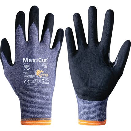 MaxiCut® Ultra™, Cut Resistant Gloves, Black/Blue, EN388: 2016, 4, 5, 4, 2, C, NBR Palm, Spandex/UHMWPE-Glass-Nylon, Size 6