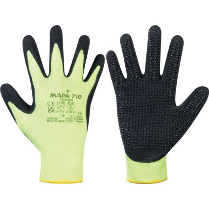 710 TempDex® Mechanical Hazard Gloves, Black/Yellow, Nitrile Coating, EN388: 2016, 4, 1, 1, 1, X, Size 9