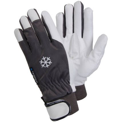 117 Tegera, Cold Resistant Gloves, Grey/White, Fleece Liner, Leather Coating, Size 10