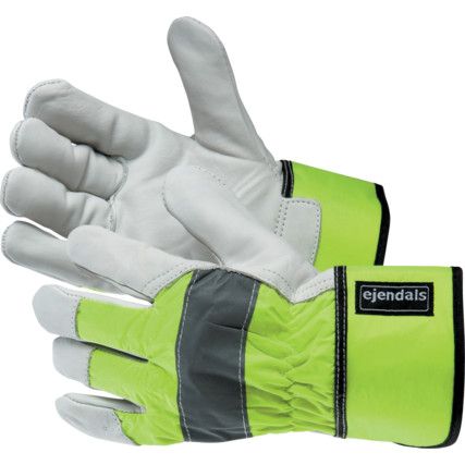 Tegera® 198 Mechanical Hazard Rigger Gloves, Green/White, Cotton Liner, Leather Coating, EN388: 2016, 3, 1, 3, 1, X, Size 8