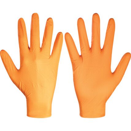 TX925 Disposable Gloves, Orange, Nitrile, 7.8mil Thickness, Powder Free, Size XL, Pack of 100