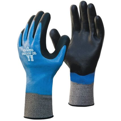 Cut Resistant Gloves, Black/Blue/Grey, EN388: 2016, 4, 4, 4, 1, D, Nitrile Foam Palm Coated, Hagane Coil®, Size 8