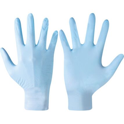 7500PF Disposable Gloves, Blue, Nitrile, 4mil Thickness, Powder Free, Size M, Pack of 100