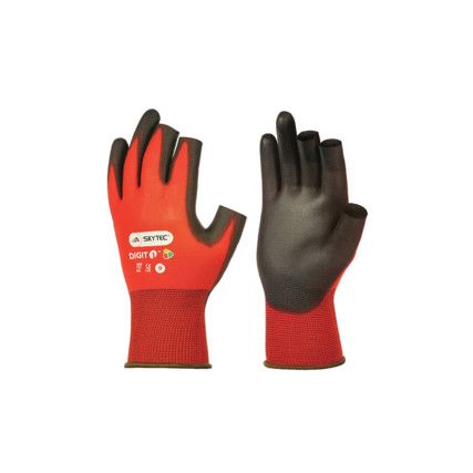 SKY712 Digit 1, General Handling Gloves, Black/Red, Polyurethane Coating, Nylon Liner, Size 9