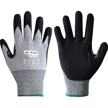 Cut Resistant Gloves, Black/Grey, EN388: 2016, 4, X, 4, 4, E, Nitrile Foam Palm, Glass/HPPE/Polyester/Spandex/Steel, Size 10