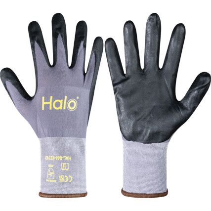 Mechanical Hazard Gloves, Black/Grey, Nylon/Spandex Liner, Nitrile Foam Coating, EN388: 2016, 4, 1, 2, 1, X, Size 7